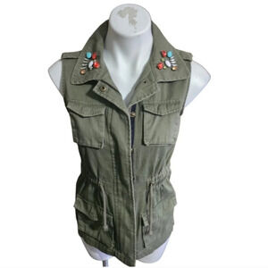 Decree Sleeveless Olive Green Utility Vest Size S Cargo Tech Preowned